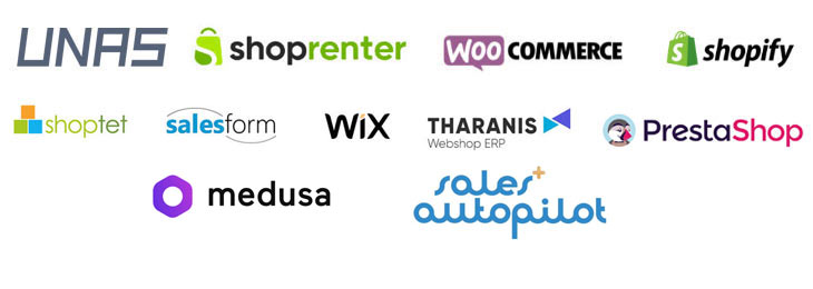 Unas, Shoprenter, WooCommerce, Shopify